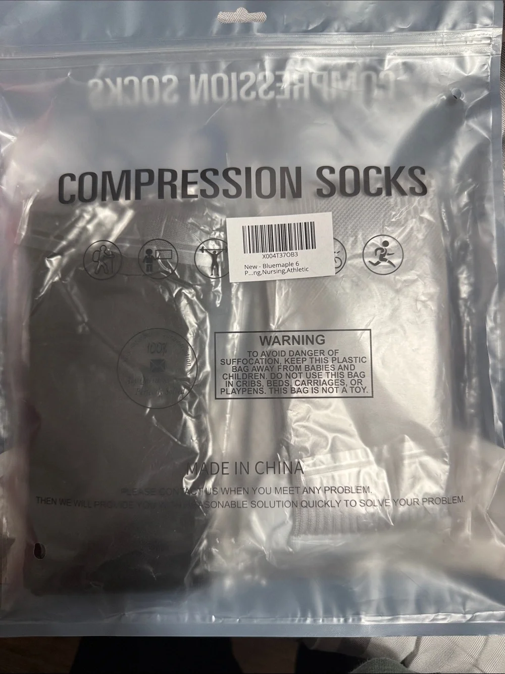 LXL Branded Pack of Black and Light Gray Compression Socks
